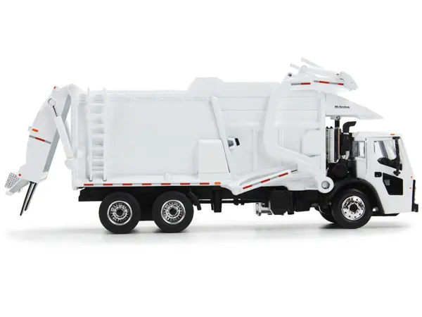 Mack LR Refuse Garbage Truck with McNeilus Meridian Front Loader White with Trash Bin 1/64 Diecast Model by DCP/First Gear #3