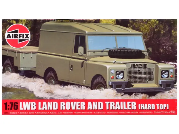 Level 2 Model Kit Land Rover LWB (Hard Top) Truck and Trailer with 2 Scheme Options 1/76 Scale Plastic Model Kit by Airfix #1