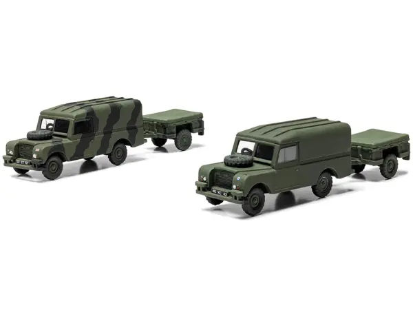 Level 2 Model Kit Land Rover LWB (Hard Top) Truck and Trailer with 2 Scheme Options 1/76 Scale Plastic Model Kit by Airfix #4