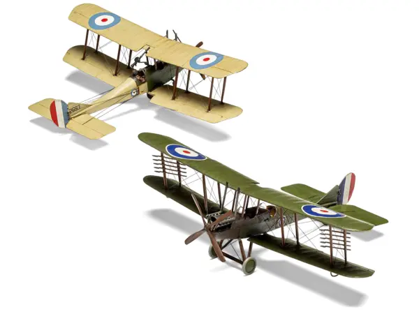 Level 2 Model Kit Royal Aircraft Factory BE2c Aircraft with 2 Scheme Options 1/72 Scale Plastic Model Kit by Airfix #5