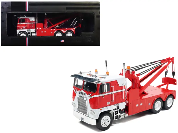 1987 Freightliner FLA Tow Truck Red and White 1/43 Diecast Model by IXO Models #1