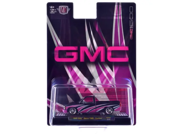 1989 GMC Sierra 1500 Custom Pickup Truck Black with Pink and White Graphics Limited Edition to 15906 pieces Worldwide 1/64 Diecast Model Car by M2 Machines #3