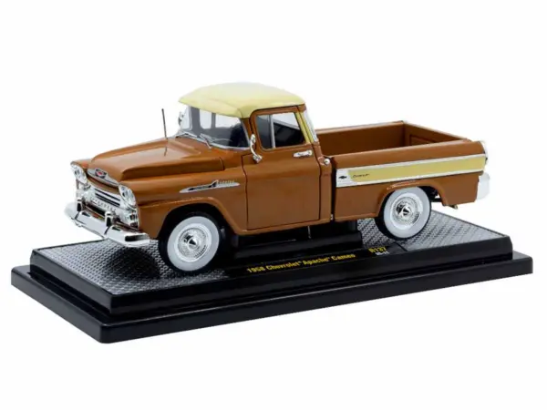 1958 Chevrolet Apache Cameo Pickup Truck Brown with Beige Top Limited Edition to 5250 pieces Worldwide 1/24 Diecast Model Car by M2 Machines #2