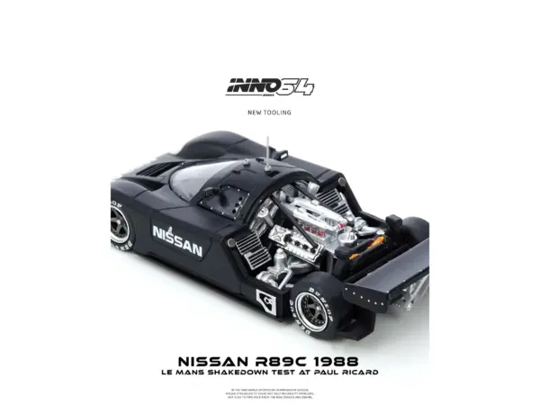 Nissan R89C Matt Black "Le Mans Shakedown Test at Paul Ricard 1988" 1/64 Diecast Model Car by Inno Models #5