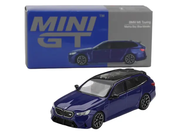 BMW M5 Touring Marina Bay Blue Metallic with Black Top and Sun Roof Limited Edition 1/64 Diecast Model Car by Mini GT #4