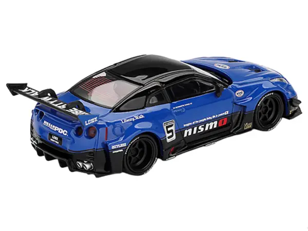 Nissan 35GT-RR Ver.2 "LB-Silhouette Works GT" #5 Blue with Black Top Limited Edition 1/64 Diecast Model Car by Mini GT #3