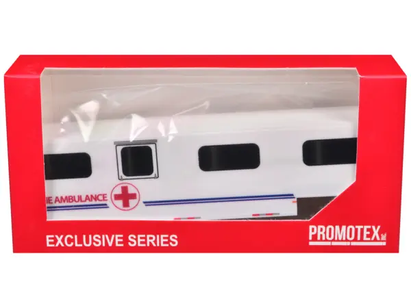 Equine Ambulance Trailer White with Blue Stripes 1/87 (HO) Plastic Model by Promotex #3
