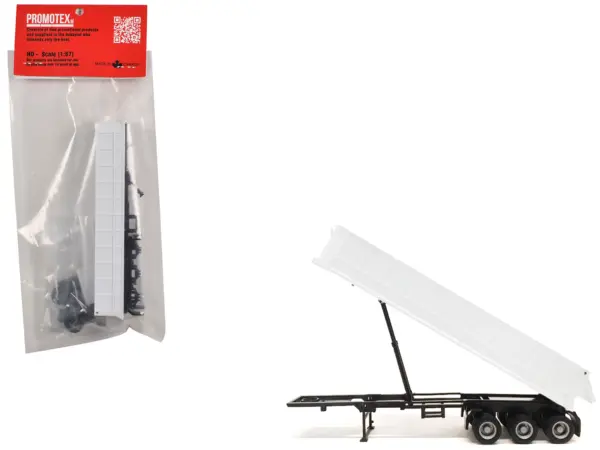 3-Axle Dump Trailer White 1/87 (HO) Plastic Model by Promotex #1