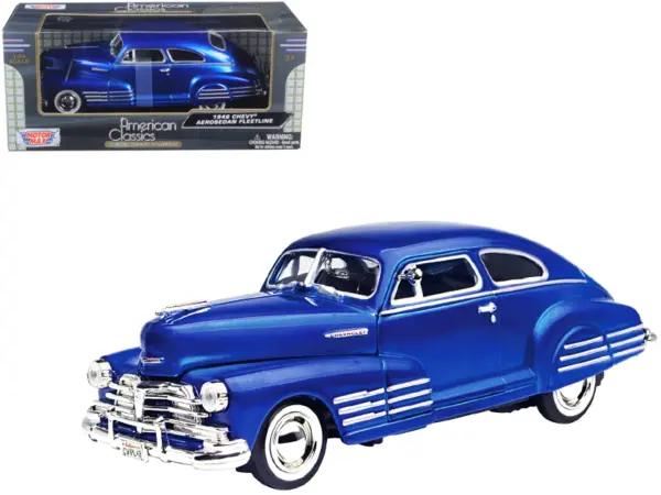 1948 Chevrolet Aerosedan Fleetline Blue 1/24 Diecast Model Car by Motormax #1