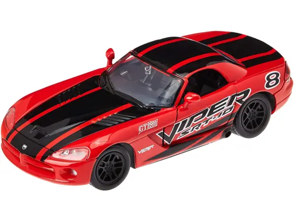 2003 Dodge Viper SRT-10 #8 Red with Black Stripes "GT Racing" Series 1/24 Diecast Model Car by Motormax #2