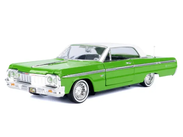 1964 Chevrolet Impala Lowrider Hard Top Green with White Top "Get Low" Series 1/24 Diecast Model Car by Motormax #2