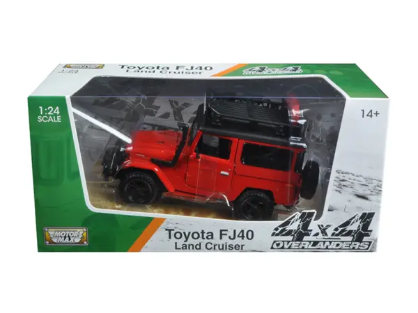 Toyota FJ40 Land Cruiser Red "4x4 Overlanders" Series 1/24 Diecast Model Car by Motormax #1