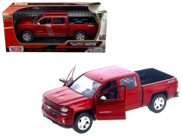 2017 Chevrolet Silverado 1500 LT Z71 Crew Cab Metallic Red 1/27 Diecast Model Car by Motormax #1