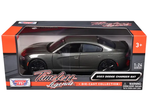 2023 Dodge Charger SXT Gray Metallic "Timeless Legends" Series 1/24 Diecast Model Car by Motormax #1