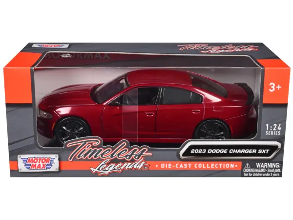 2023 Dodge Charger SXT Red Metallic "Timeless Legends" Series 1/24 Diecast Model Car by Motormax #1