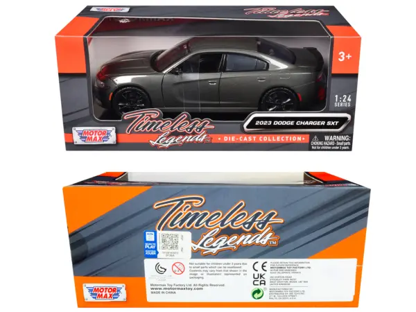 2023 Dodge Charger SXT Gray Metallic "Timeless Legends" Series 1/24 Diecast Model Car by Motormax #3