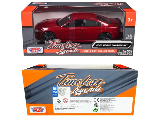2023 Dodge Charger SXT Red Metallic "Timeless Legends" Series 1/24 Diecast Model Car by Motormax #3