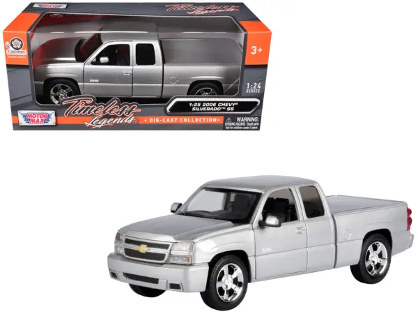 2006 Chevrolet Silverado SS Pickup Truck Silver Metallic "Timeless Legends" Series 1/25 Diecast Model Car by Motormax #1
