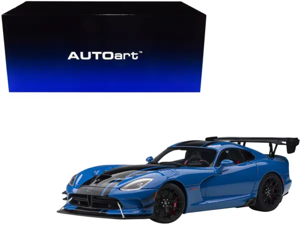 2017 Dodge Viper ACR Competition Blue with Black Stripes 1/18 Model Car by Autoart #1