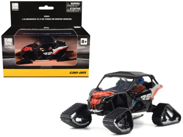Can-Am Maverick X3 X RS Turbo RR Winter Version Chalk Gray and Magma Red with Driver Figure 1/32 Diecast Model by BRP Models #1