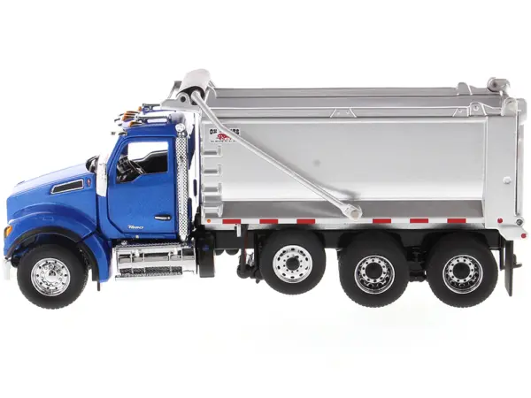 Kenworth T880S SFFA Tandem Axle with Pusher Axle OX Stampede Dump Truck Blue and Chrome "Transport Series" 1/50 Diecast Model by Diecast Masters #2