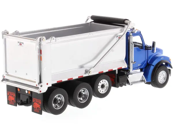 Kenworth T880S SFFA Tandem Axle with Pusher Axle OX Stampede Dump Truck Blue and Chrome "Transport Series" 1/50 Diecast Model by Diecast Masters #3