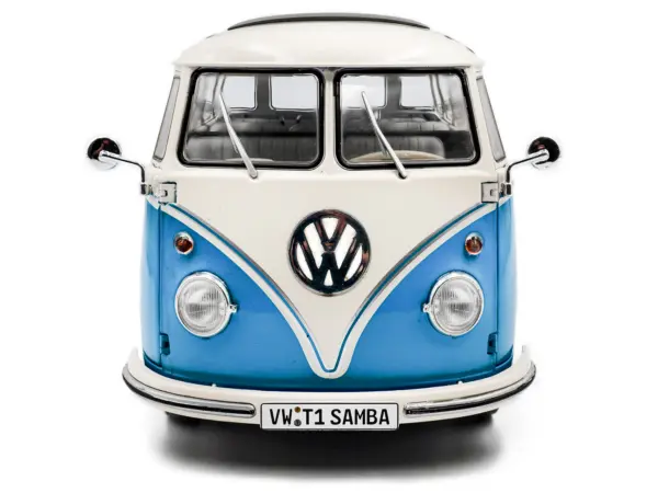 1962 Volkswagen T1 Samba Bus Baby Blue and White 1/18 Diecast Model Car by Solido #5