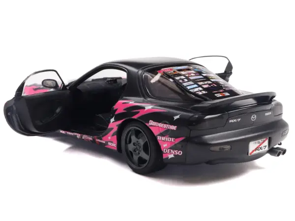 1994 Mazda RX7 (FDRS) RHD (Right Hand Drive) "Itasha Club" Black Metallic with Pink Graphics 1/18 Diecast Model Car by Solido #2