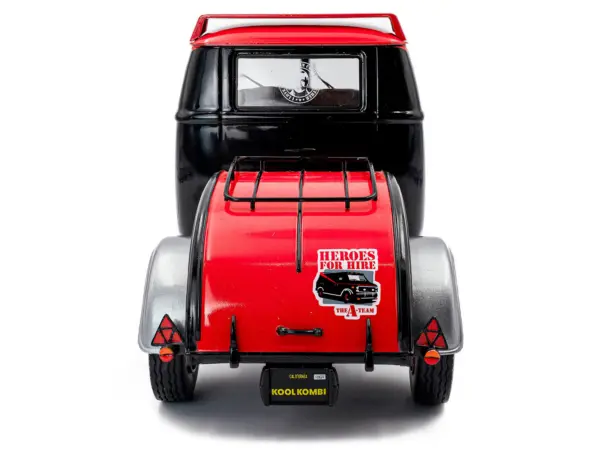 2024 Volkswagen Kool Kombi Sport Van with Trailer Black and Silver with Red Stripe 1/18 Diecast Model Car by Solido #5