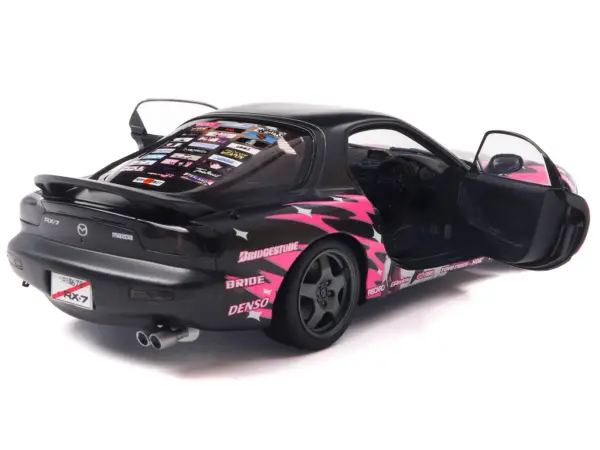 1994 Mazda RX7 (FDRS) RHD (Right Hand Drive) "Itasha Club" Black Metallic with Pink Graphics 1/18 Diecast Model Car by Solido #4