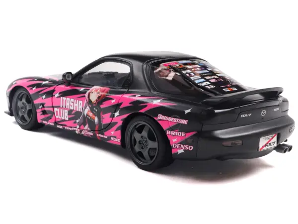 1994 Mazda RX7 (FDRS) RHD (Right Hand Drive) "Itasha Club" Black Metallic with Pink Graphics 1/18 Diecast Model Car by Solido #5