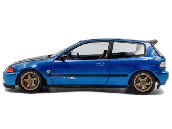 1991 Honda Civic (EG6) RHD (Right Hand Drive) "NAR" Cobalt Blue Metallic with Carbon Hood 1/18 Diecast Model Car by Solido #3