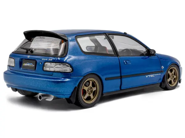 1991 Honda Civic (EG6) RHD (Right Hand Drive) "NAR" Cobalt Blue Metallic with Carbon Hood 1/18 Diecast Model Car by Solido #4