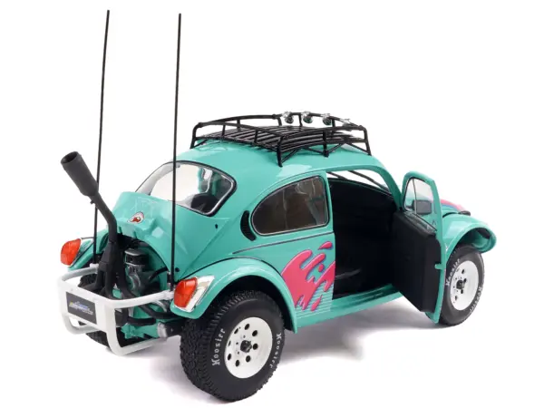 1976 Volkswagen Beetle Baja Miami Green with Pink Graphics 1/18 Diecast Model Car by Solido #5