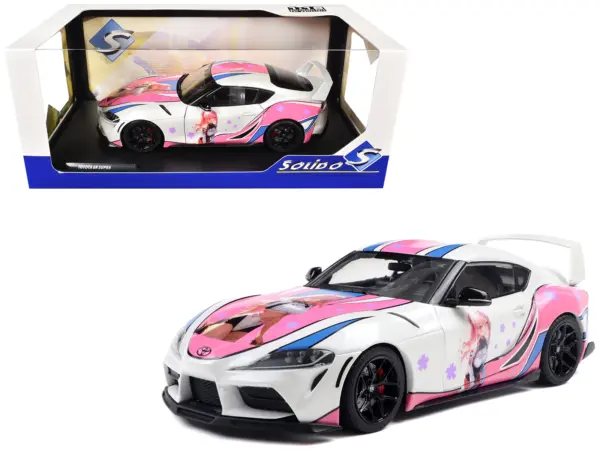 2024 Toyota GR Supra "Itasha" White with Graphics "StreetFighters" 1/18 Diecast Model Car by Solido #1