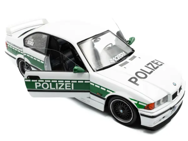 1991 BMW E36 M3 Custom "Drift Polizei" White with Green Stripes 1/18 Diecast Model Car by Solido #2