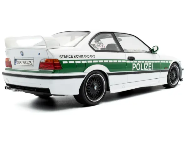 1991 BMW E36 M3 Custom "Drift Polizei" White with Green Stripes 1/18 Diecast Model Car by Solido #4