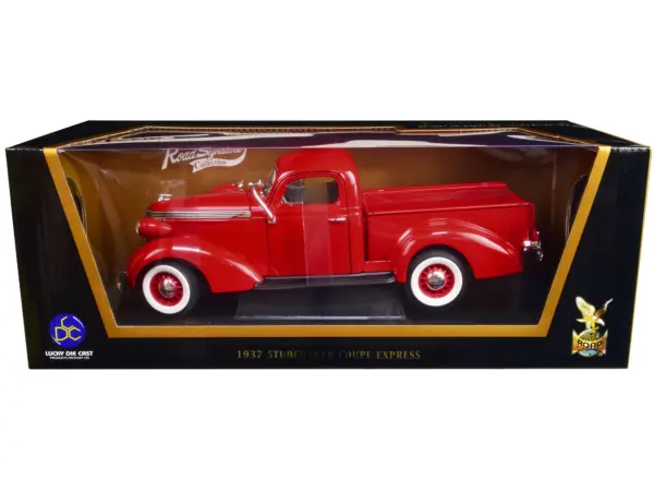 1937 Studebaker Coupe Express Pickup Truck Red 1/18 Diecast Model Car by Road Signature #3