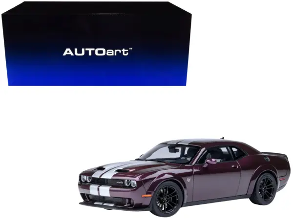 2022 Dodge Challenger SRT Jailbreak Hellraisin Purple with White Stripes 1/18 Model Car by Autoart #1