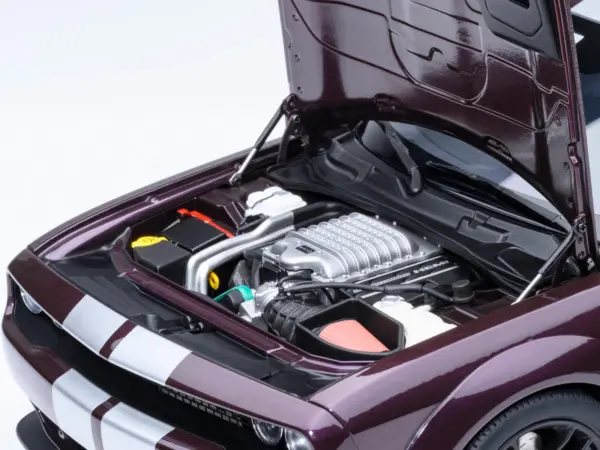 2022 Dodge Challenger SRT Jailbreak Hellraisin Purple with White Stripes 1/18 Model Car by Autoart #3