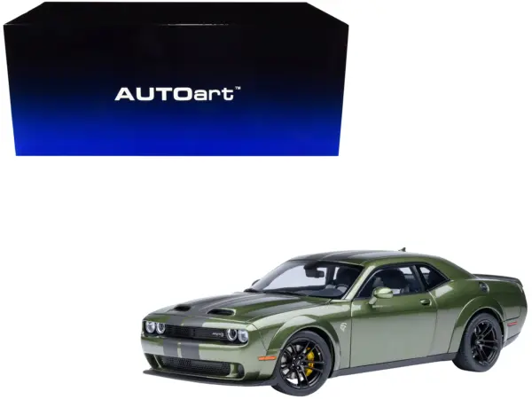2022 Dodge Challenger SRT Jailbreak F8 Green with Carbon Stripes 1/18 Model Car by Autoart #1