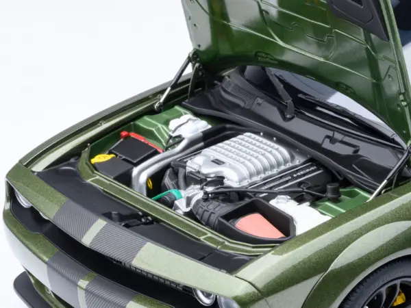 2022 Dodge Challenger SRT Jailbreak F8 Green with Carbon Stripes 1/18 Model Car by Autoart #3