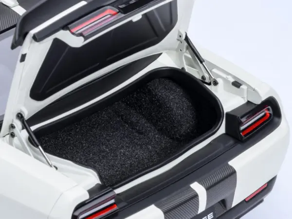 2023 Dodge Challenger SRT Super Stock Knuckle White with Carbon Stripes 1/18 Model Car by Autoart #5