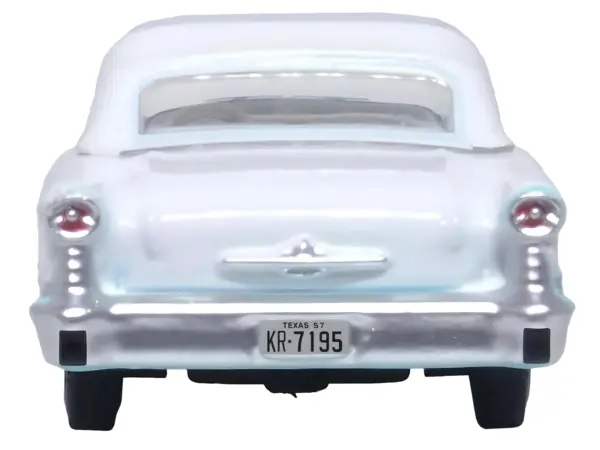 1957 Oldsmobile 88 Convertible (Top-Up) Banff Blue and Alcan White with White 1/87 (HO) Scale Diecast Model Car by Oxford Diecast #3