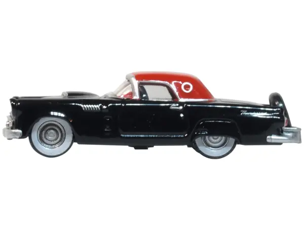 1956 Ford Thunderbird Raven Black with Fiesta Red Top 1/87 (HO) Scale Diecast Model Car by Oxford Diecast #2
