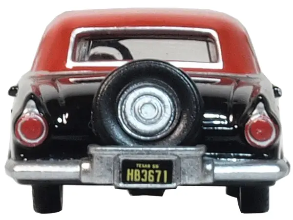 1956 Ford Thunderbird Raven Black with Fiesta Red Top 1/87 (HO) Scale Diecast Model Car by Oxford Diecast #4