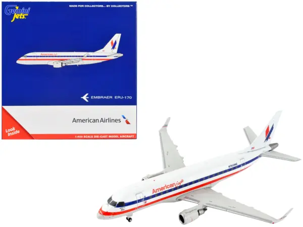 Embraer ERJ-170 Commercial Aircraft "American Airlines - American Eagle" White with Blue and Red Stripes 1/400 Diecast Model Airplane by GeminiJets #1