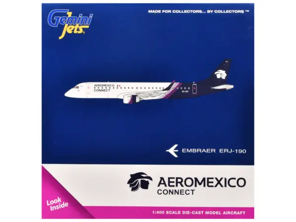 Embraer ERJ-190 Commercial Aircraft "Aeromexico Connect" (XA-IAC) White with Dark Blue Tail 1/400 Diecast Model Airplane by GeminiJets #3