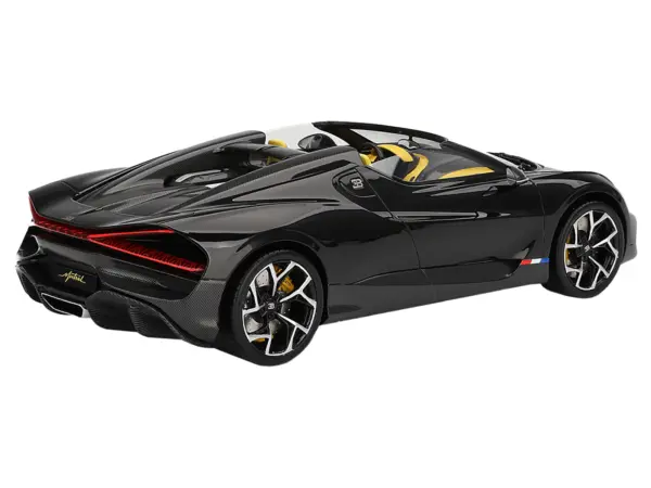 Bugatti W16 Mistral Black with Yellow Interior 1/18 Model Car by Top Speed #4