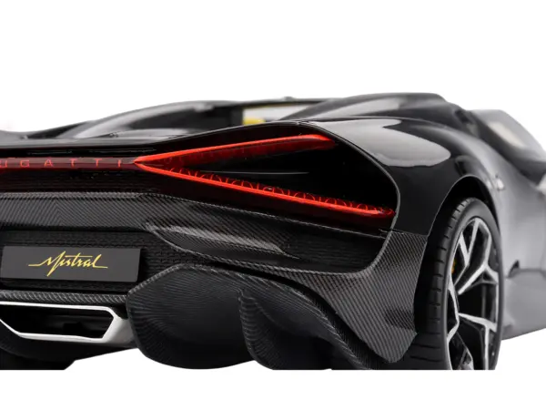 Bugatti W16 Mistral Black with Yellow Interior 1/18 Model Car by Top Speed #5